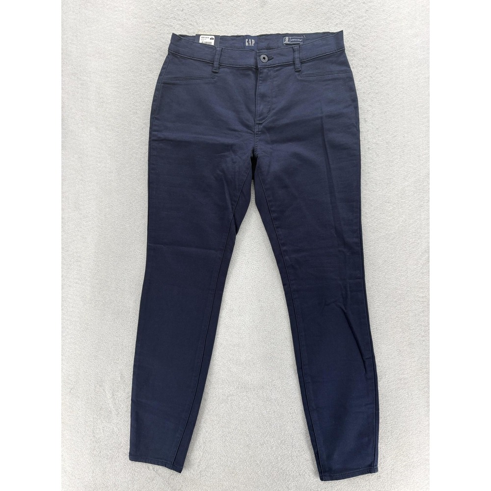 Gap Stretch Skinny Pants Womens 8 Blue Twill Slim Ankle Chino Work Career Casual